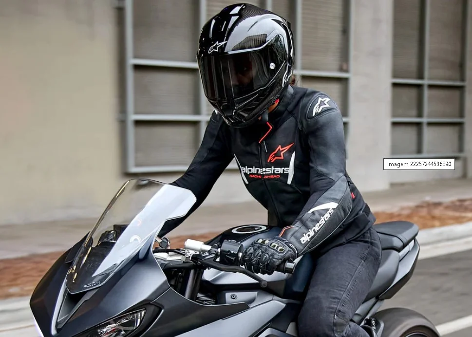 Jaqueta Alpinestars Stella/Feminina Couro Faster V3 Preto/Branco